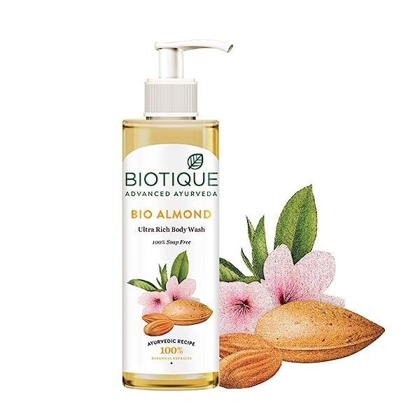 BIOTIQUE Ultra-Rich Body Wash – Almond Oil, 100% Soap Free (200ml)