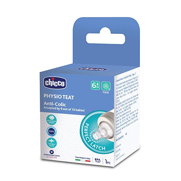 Chicco Teat Perfect 5 with Anti-Colic Effect, Nipple for Wide Neck Feeding Bottles, for Babies 6m+(1Pc)